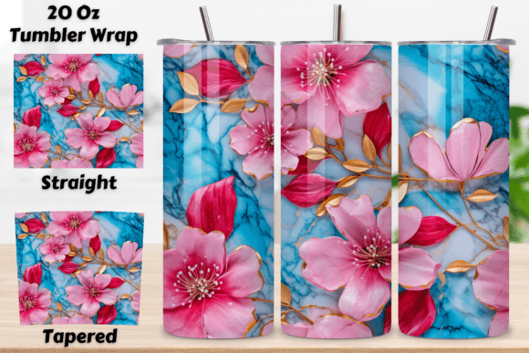 3D Flowers Sublimation Tumbler Seamless Designs