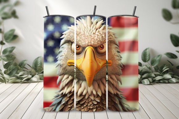 3D Funny Eagle with USA Flag Tumbler