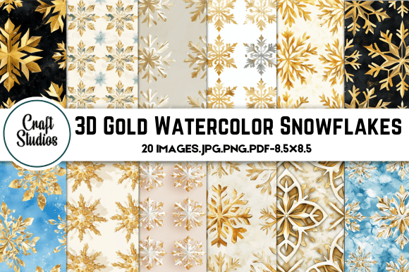 3D Gold Watercolor Snowflakes Digital: A Versatile Tool for Creative Projects