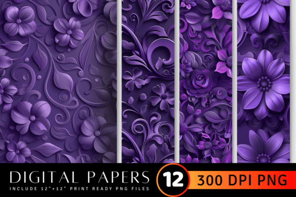 3D Violet Floral Digital Paper Background: A Versatile and Creative Solution