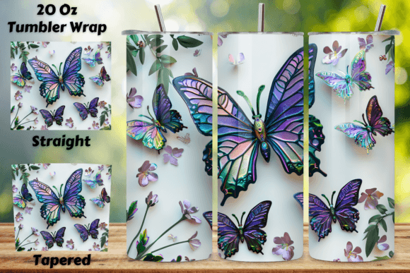 Crafting Elegance: The 3D Butterflies Floral Tumbler Wrap PNG