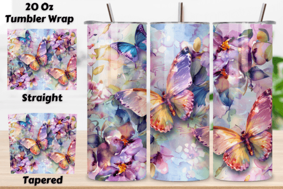 Discover the Beauty of 3D Spring Garden Butterfly Tumbler PNG