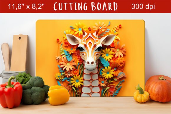 Elevate Your Creative Projects with a 3D Giraffe Sublimation Cutting Board Design