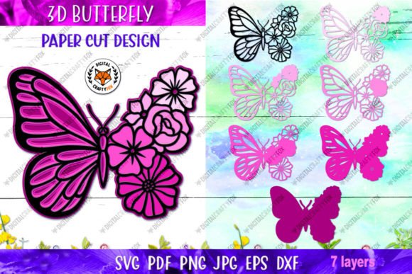 Enhance Your Designs with 3D Flower Butterfly SVG
