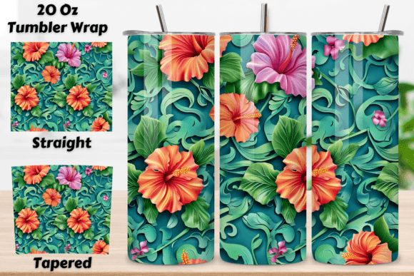 Enhance Your Drinkware with 3D Tropical Hibiscus Flowers Tumbler Designs