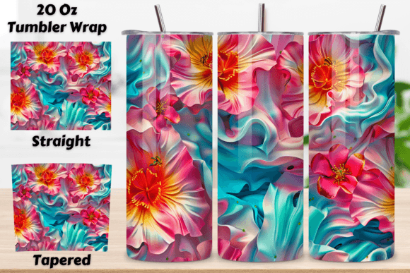 Enhance Your Tumbler Designs with 3D Colorful Blossom Tumbler Wrap PNG