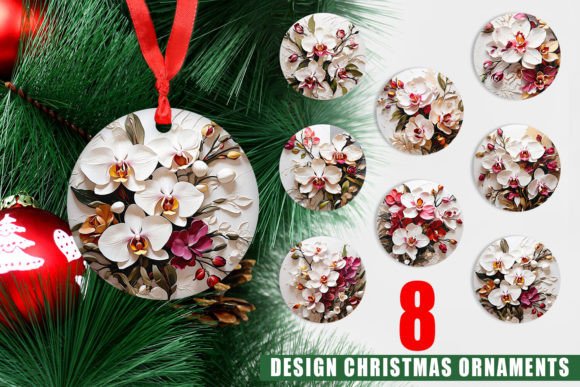 Enhancing Your Christmas Decor with Ornament 3D Orchid Flower PNG Designs