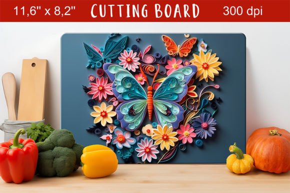 Flowers and Butterfly 3D Cutting Board: A Canvas for Creativity