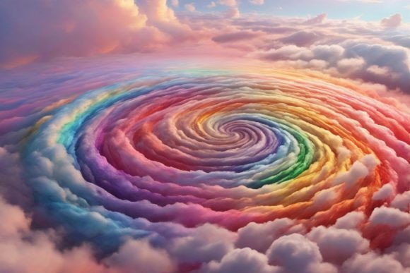 Spiral Rainbow Cloud Background: A Versatile Design Asset