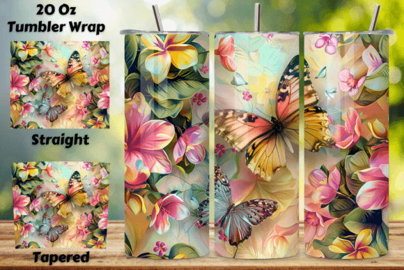 The 3D Floral Butterflies Tumbler Wrap PNG: Digital Designs for Modern Craft
