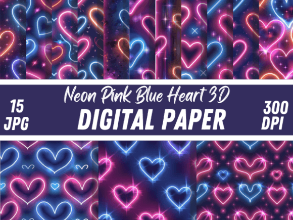 The Strategic Power of Neon Pink Blue Heart 3D Papers Patterns