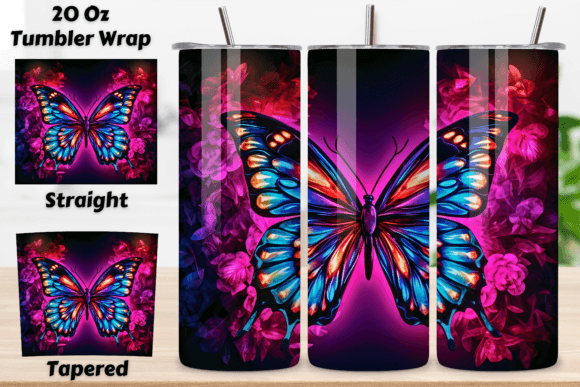 Transform Your Tumblers with 3D Butterfly Neon Designs