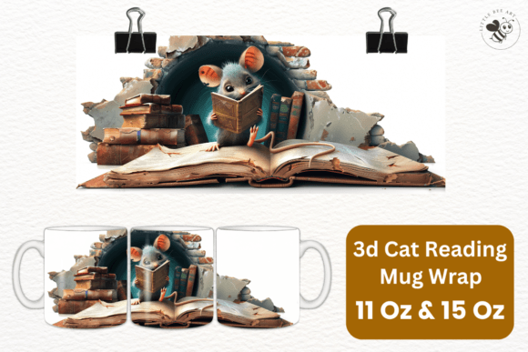 Unwrap Creativity: The 3D Cat Reading Mug Wrap Template Explained