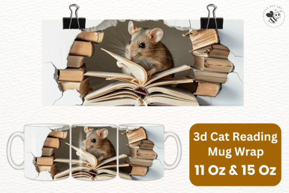 Unwrap Creativity with the 3D Cat Reading Mug Wrap Template